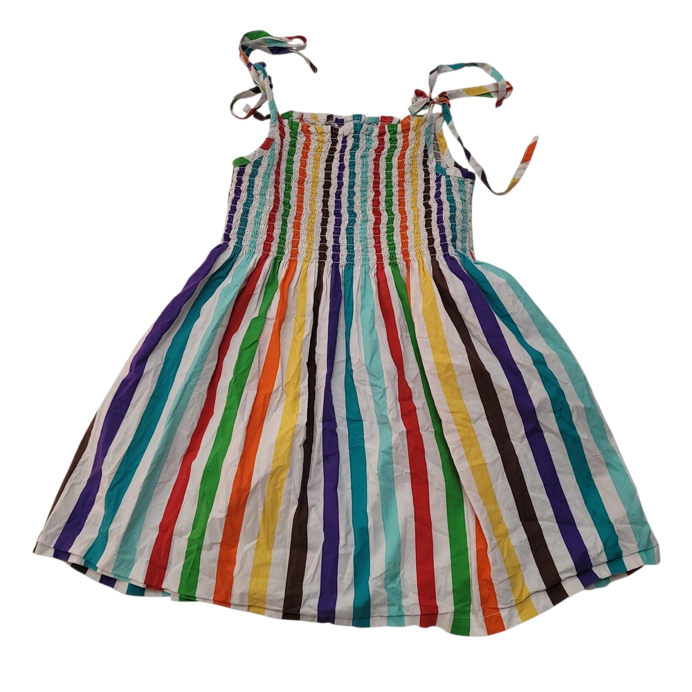 Bemidji Kids Sundress Smocking Colorful Striped Rainbow Cotton Adjustable Straps
